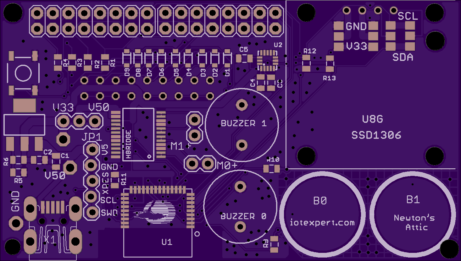 OSH Park Rendering of Pinball 1.2 Eagle PCB Layout