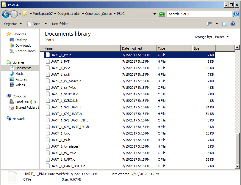 psoc creator receiving string data