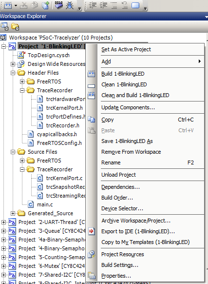 PSoC Creator Project Configuration - Add External Files
