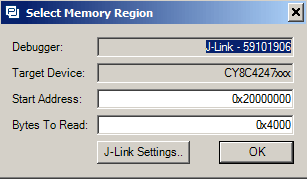Percepio Tracelyzer - JLINK Memory Region
