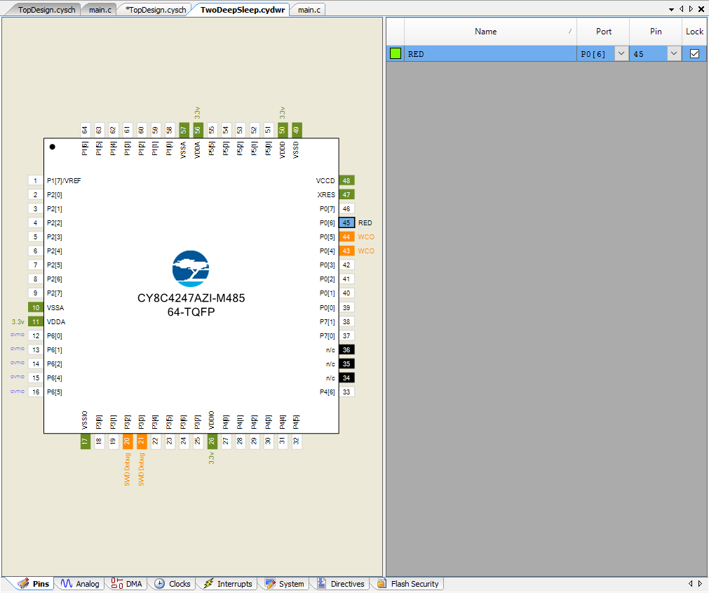 PSoC 4200M WDT - DWR Pin Assignment