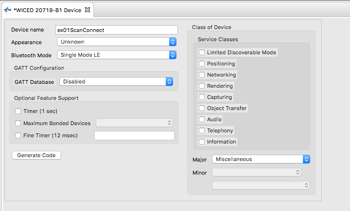 WICED Studio Bluetooth Designer