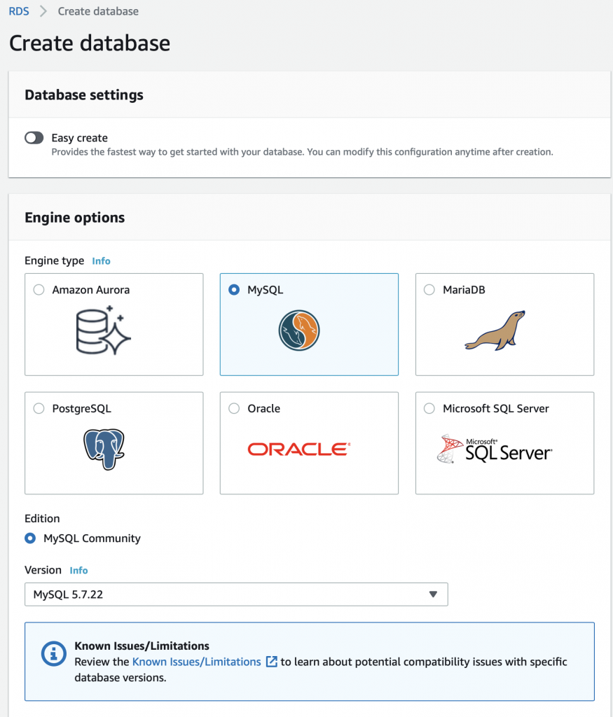 rds mysql show databases